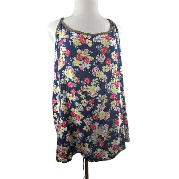 Torrid Lace Back Cami Top Navy Blue Multi-Colored Floral Print Plus Size 5 5X - Picture 15 of 16